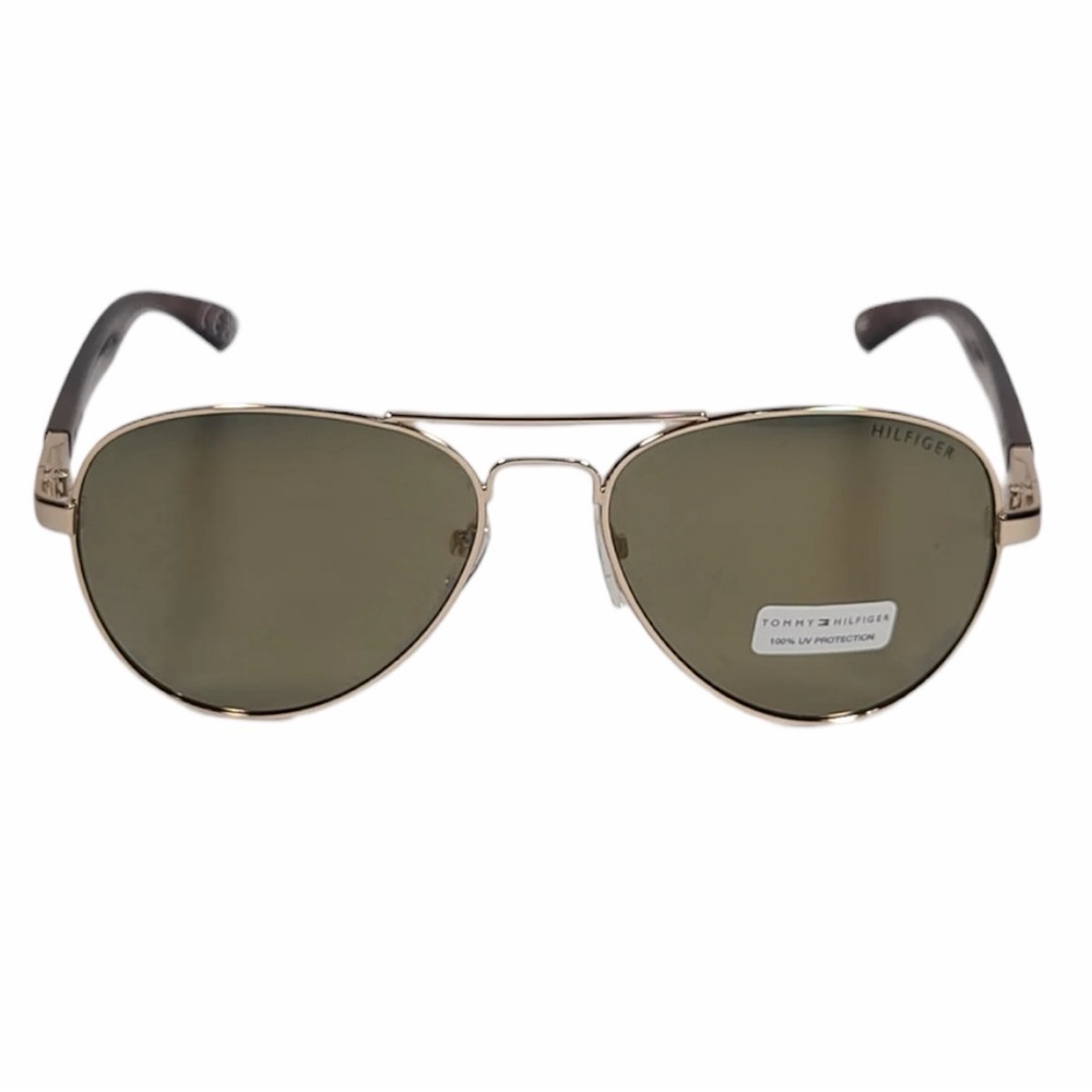 Tommy Hilfiger Benjamin Aviator Sunglasses Brown Tortoise Frame Gold Mirror Lens